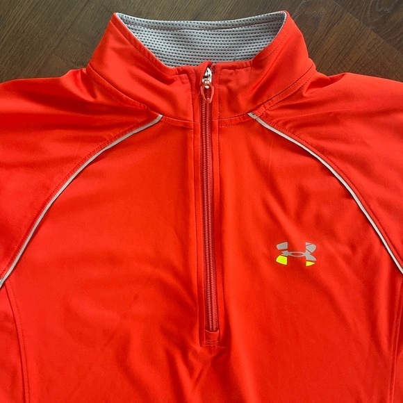 UNDER ARMOUR UA Tech Running Quarter Zip Pullover Orange Grey Performance Medium - Picture 7 of 11
